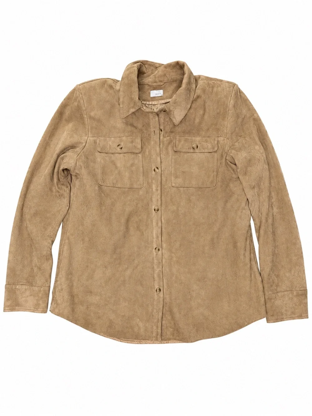 ECRU Women’s Suede Jacket XL Removable Quilted Zip-Out Lining Button Down
